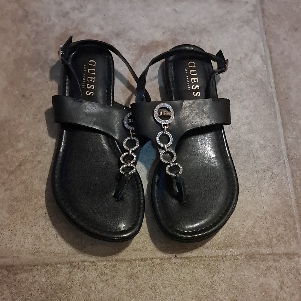 GuessWomen Black Sandals with Silver Accents